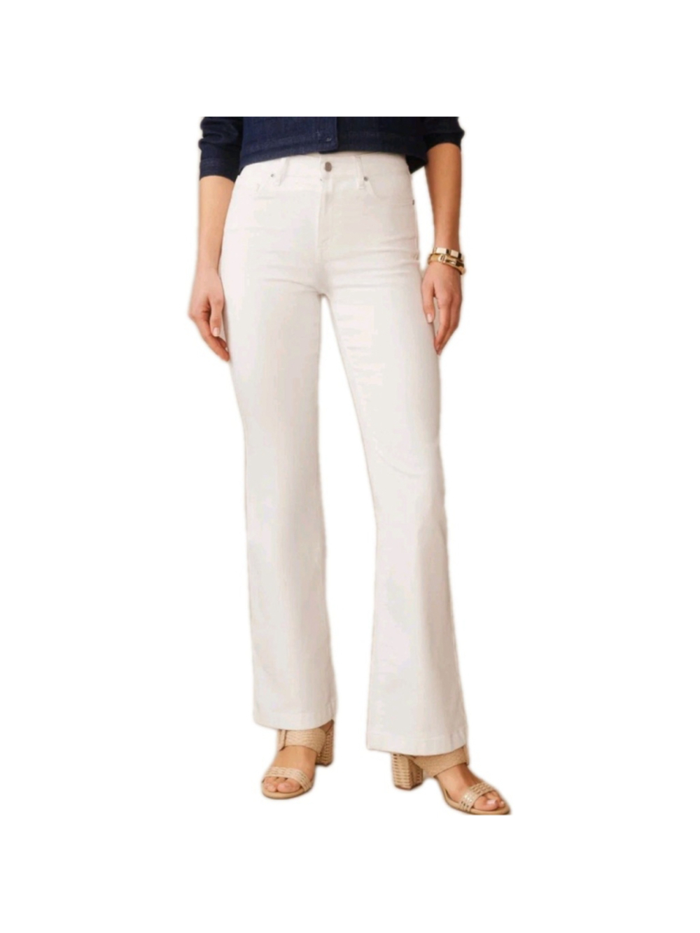 J.McLAUGHLIN Domino Wide-Leg Flare High-Rise Beige Women's Jeans Size 0 Waist 26